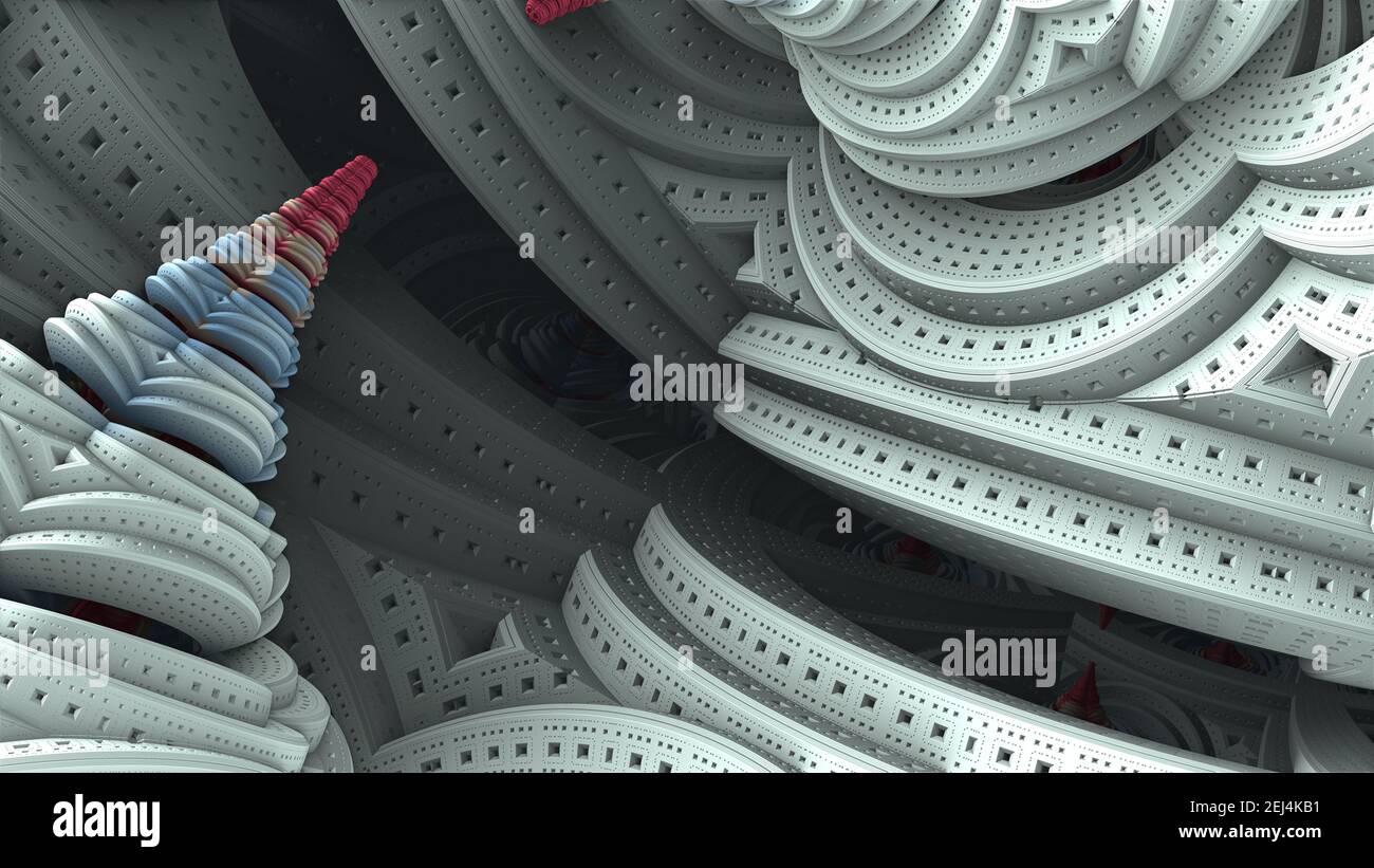 Bizarre 3D fractal background with recursive structures and shapes ...