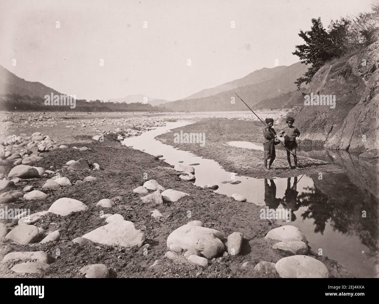 John Thomson (14 June 1837 – 29 September 1921)  Scottish photographer, active in China c.1870, from an album of his images: Lalung River, Formosa, Taiwan Stock Photo