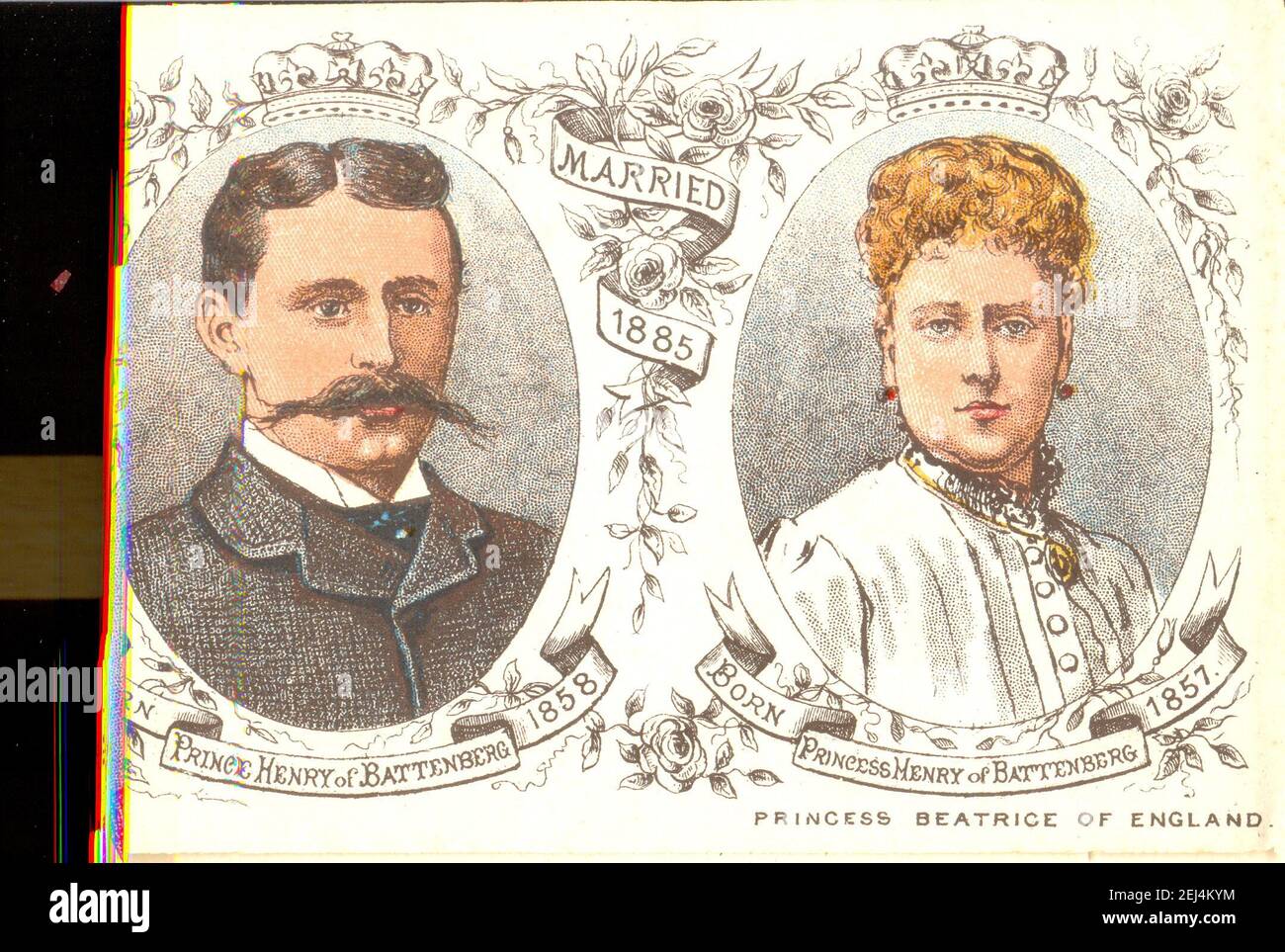 Portraits of the Prince and Princess Henry of Battenberg from the souvenir booklet celebrating The Queen  and the Royal Family a memento of Her Majesty's Glorious Reign  1887 Stock Photo