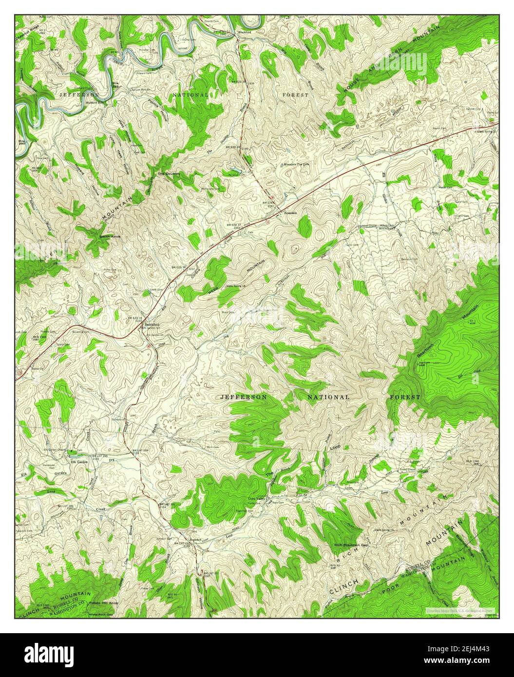 Elk Garden, Virginia, map 1958, 124000, United States of America by