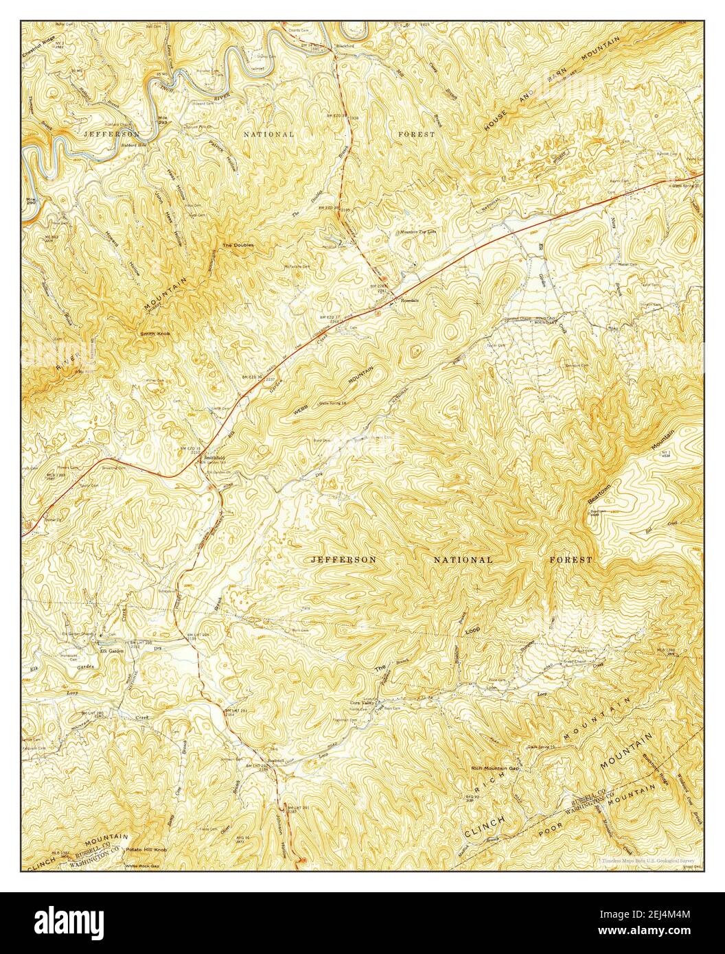 Elk Garden, Virginia, map 1958, 124000, United States of America by