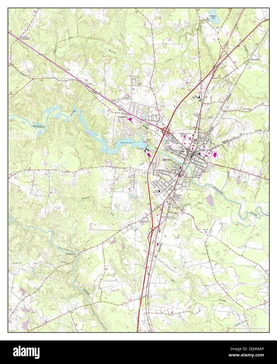 Historic Map of Emporia Virginia (1963)