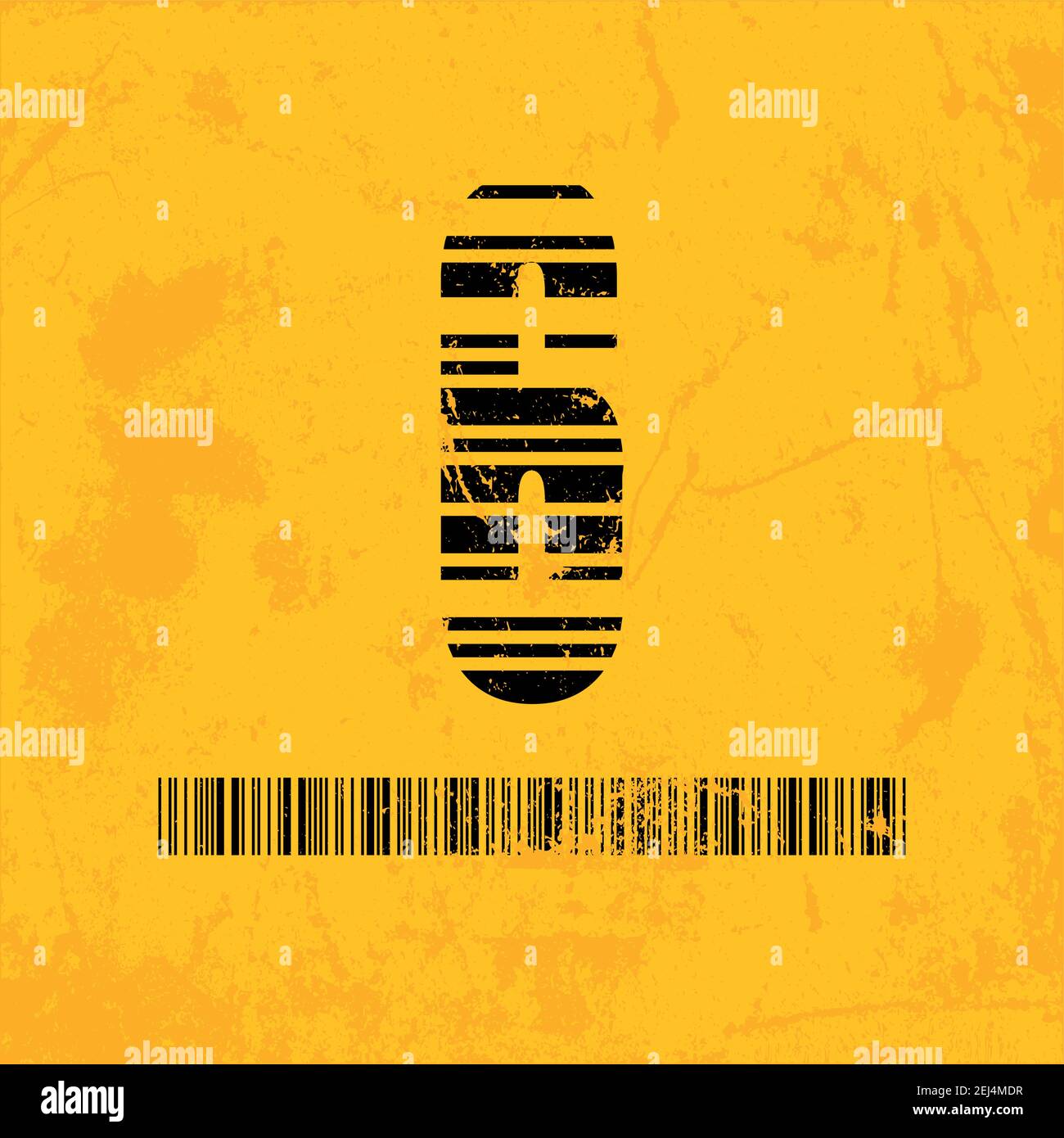Stylish barcode typeface number six. Stripped letters of barcode scanning. Custom font. Vector illustration Stock Vector