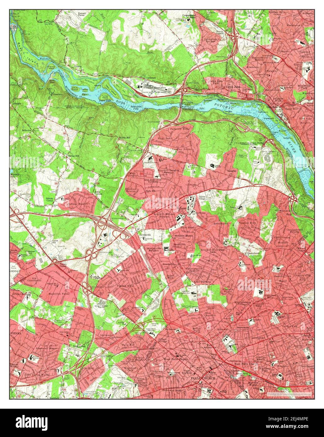 Falls Church, Virginia, map 1965, 124000, United States of America by