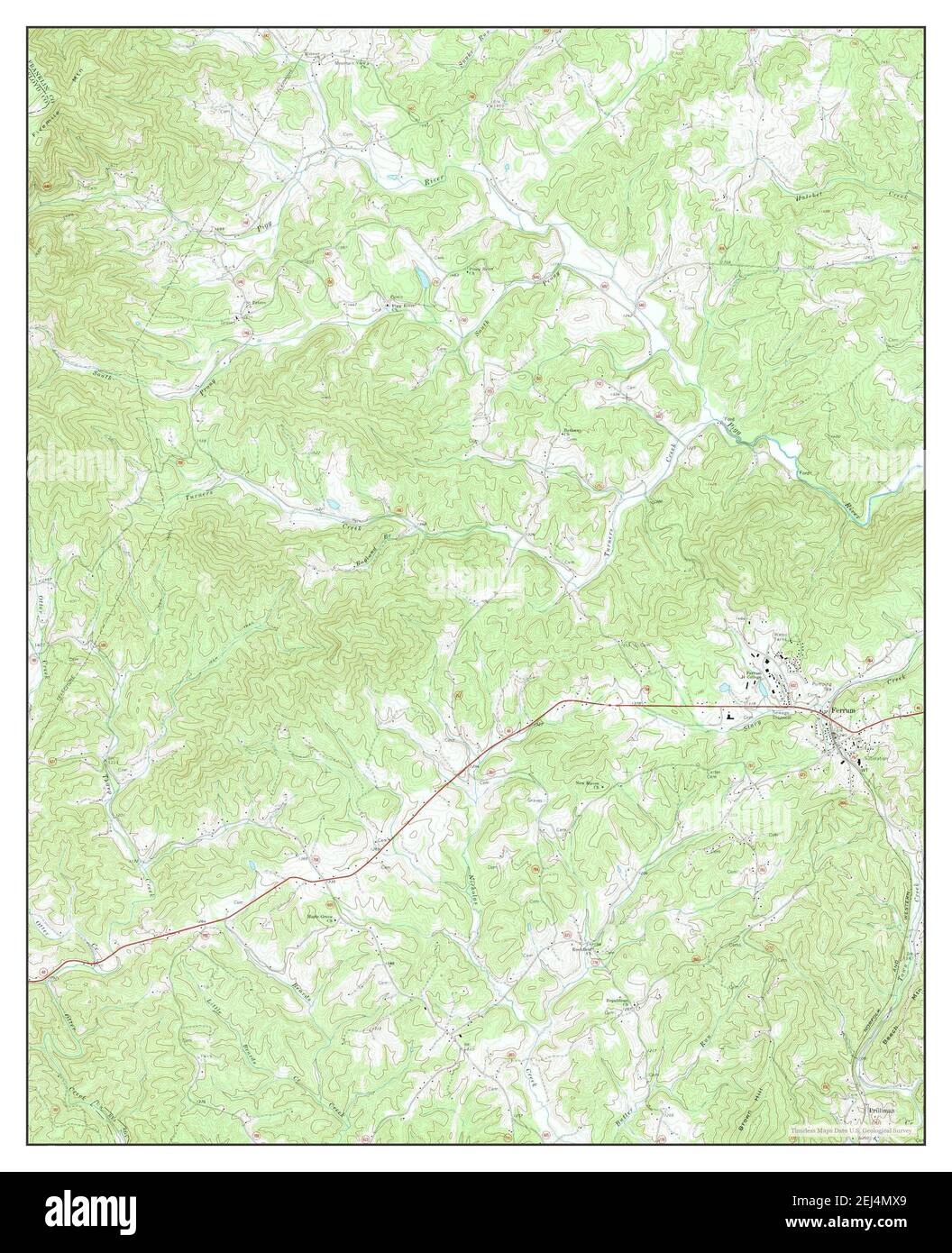 Ferrum, Virginia, map 1967, 124000, United States of America by