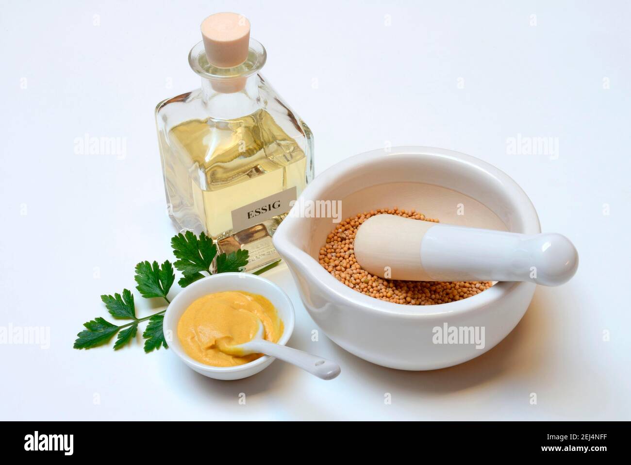 Mustard seed, yellow, in grating bowl, bowl with mustard, mustard seeds ...