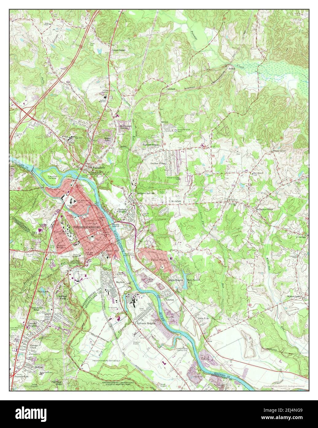 Fredericksburg, Virginia, map 1966, 124000, United States of America