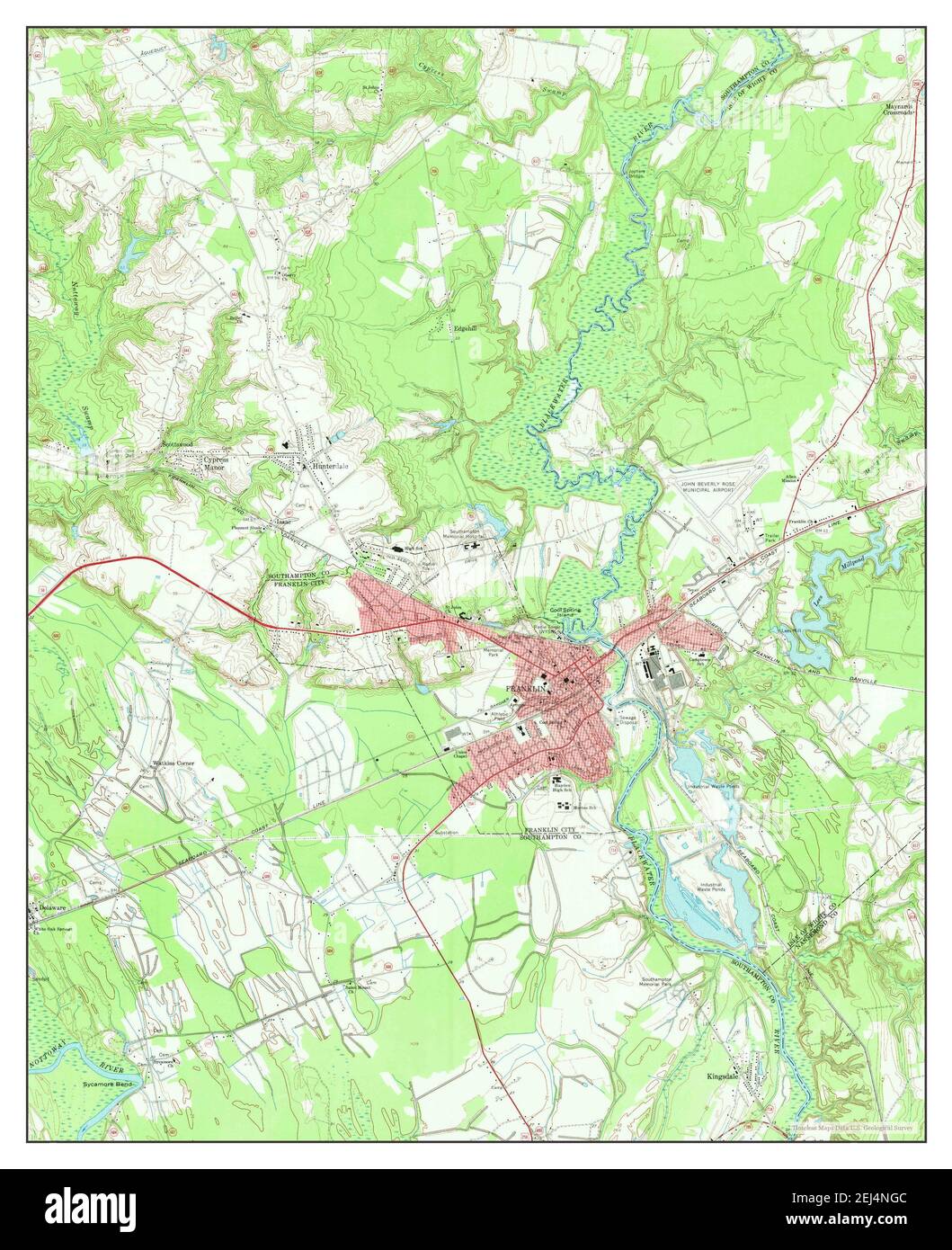 Franklin, Virginia, map 1967, 124000, United States of America by