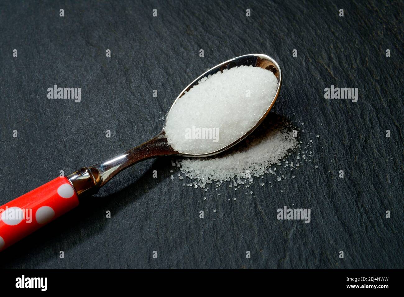 Table salt on teaspoon, table salt, sodium chloride, salt crystals Stock Photo Alamy