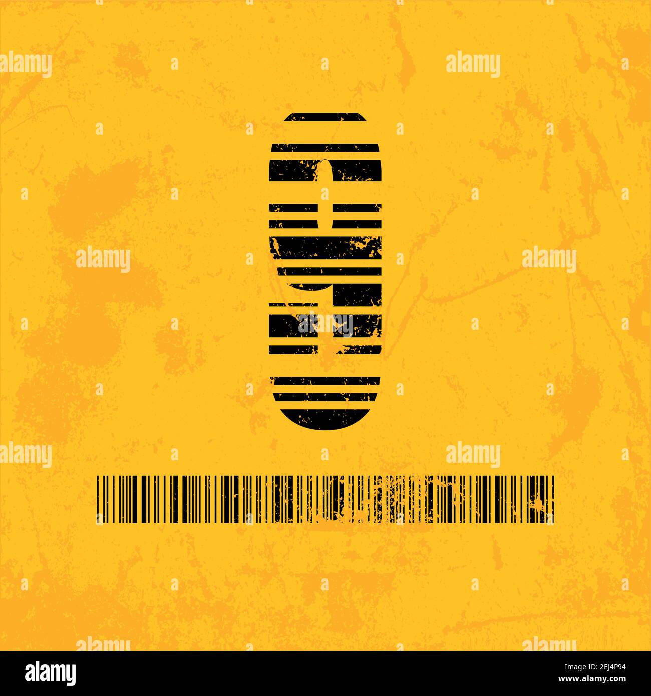 Stylish barcode typeface number nine. Stripped letters of barcode scanning. Custom font. Vector illustration Stock Vector