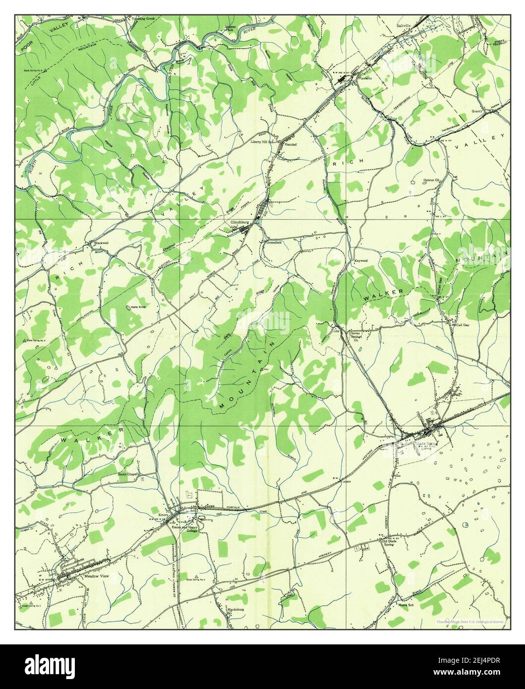 Glade Spring, Virginia, map 1935, 124000, United States of America by Timeless Maps, data U.S