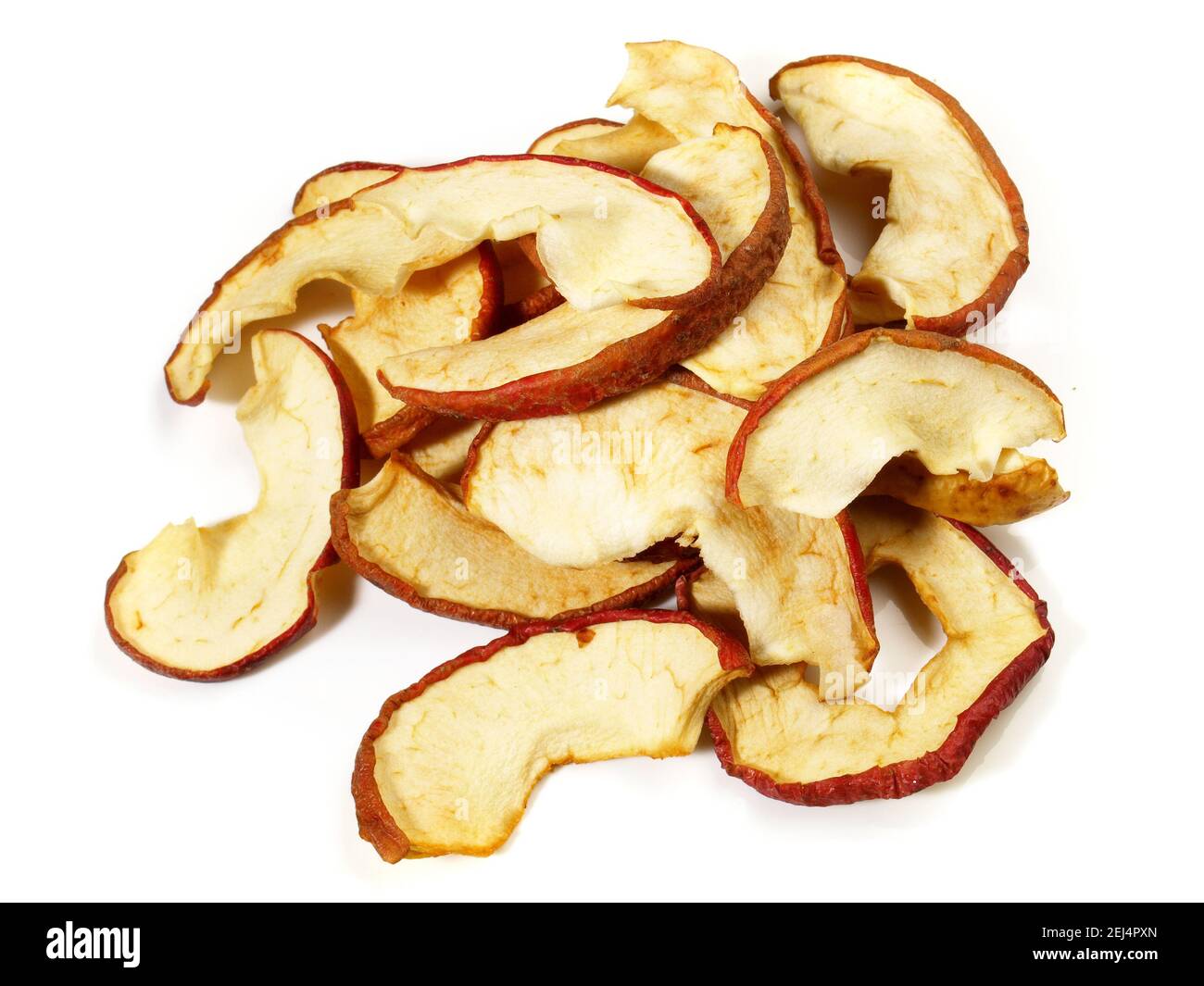 Dried Apple Rings isolated on white Background Stock Photo