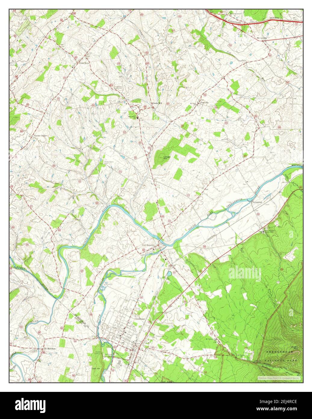 Grottoes, Virginia, map 1964, 124000, United States of America by