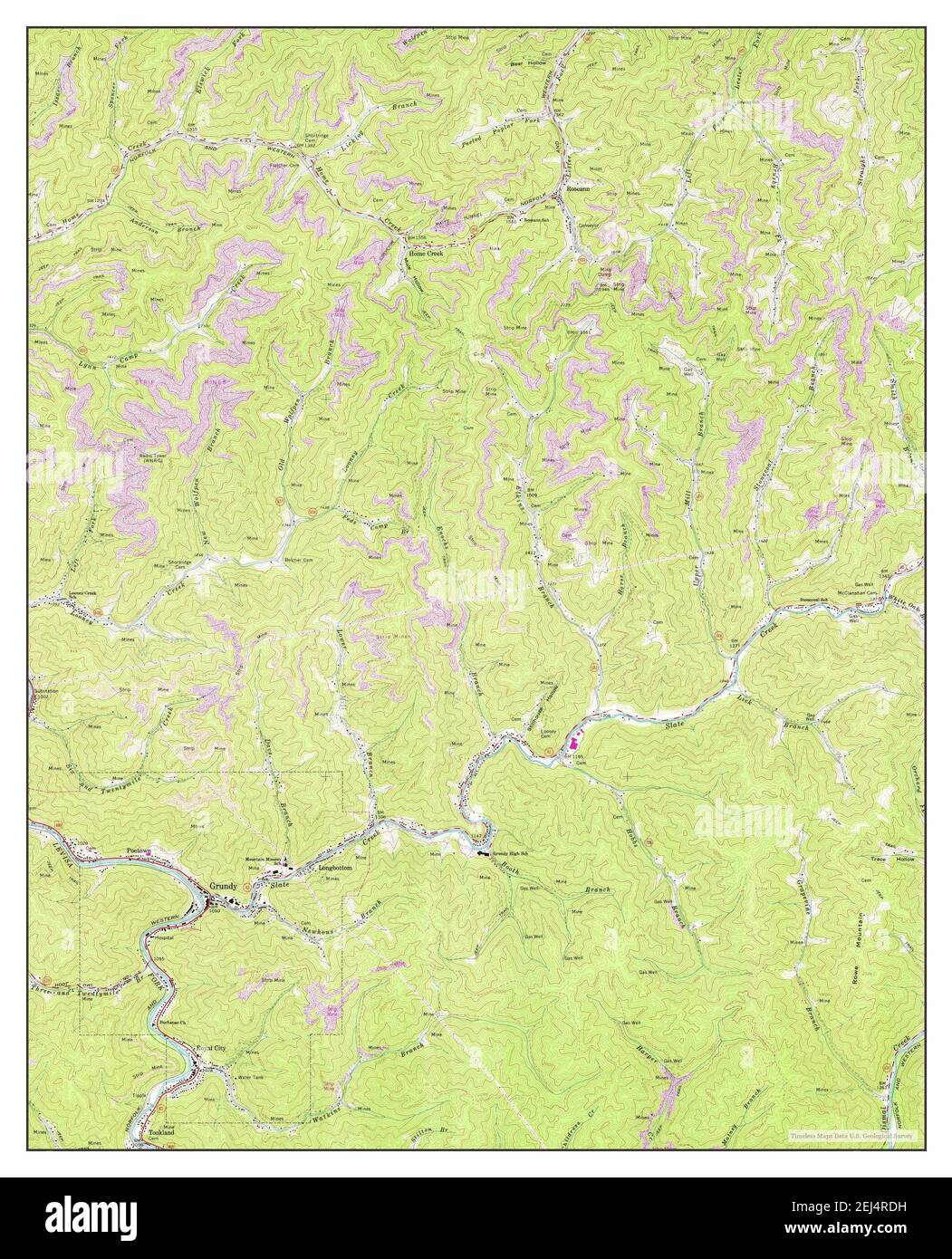 Grundy, Virginia, map 1963, 124000, United States of America by