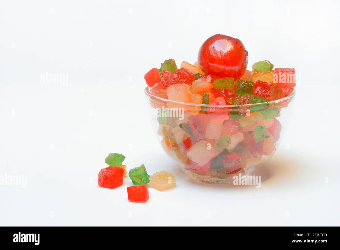 Candied fruit, candied fruit cubes, fruit cubes, heart cherry, candied