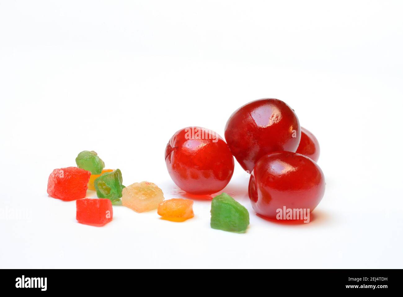 Candied fruit, candied fruit cubes, fruit cubes, heart cherry, candied