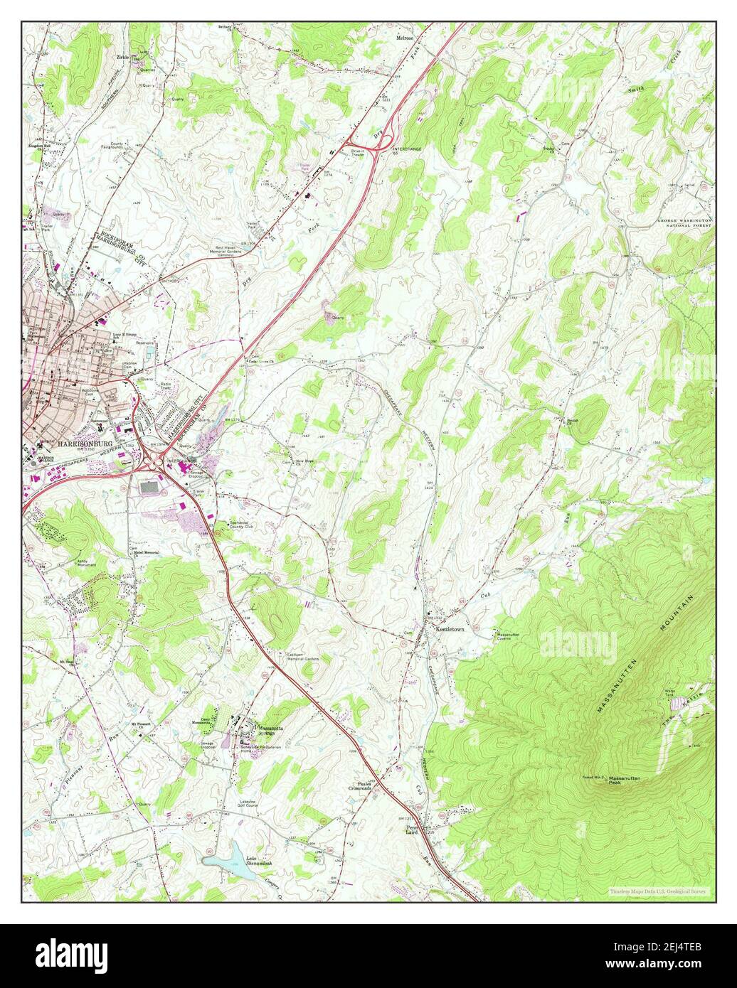 Harrisonburg, Virginia, map 1964, 124000, United States of America by