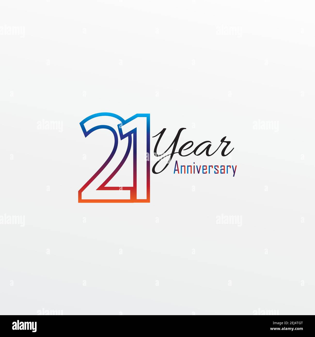21 years anniversary celebration blue Colors Comical Design logotype. anniversary logo isolated on White background, vector Horizontal number design f Stock Vector