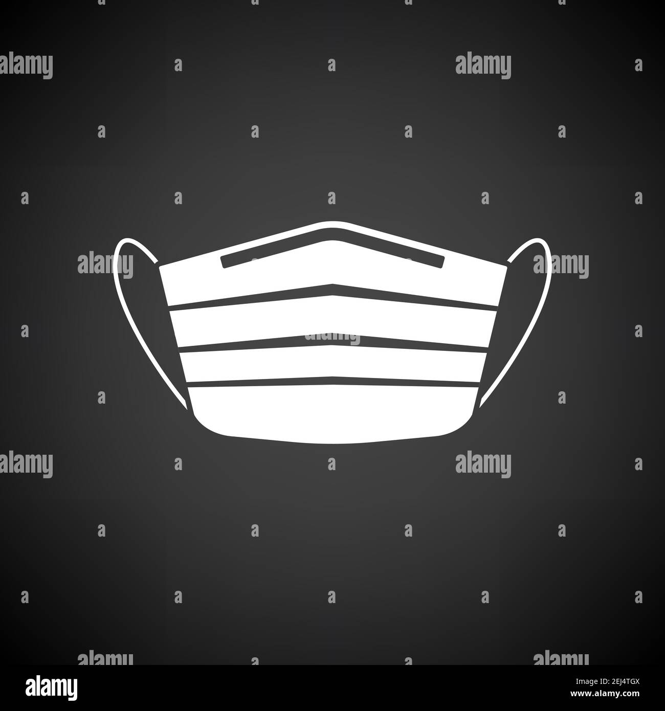 Medical Face Mask Icon. White on Black Background. Vector Illustration ...