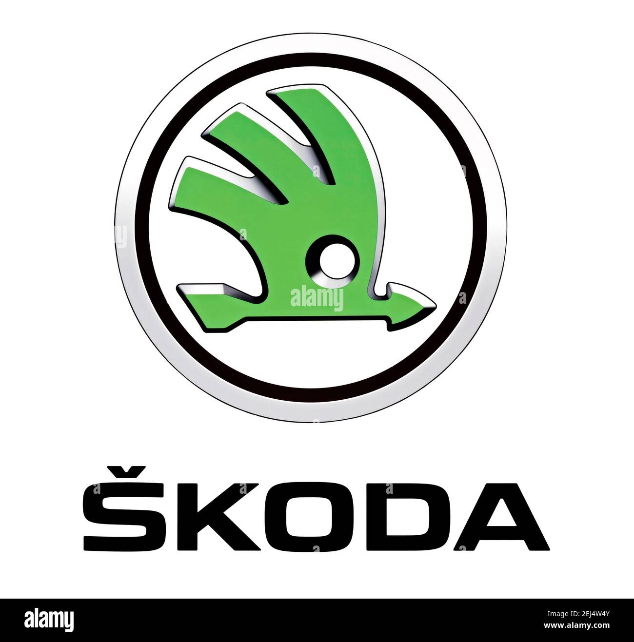 Logo of the car brand Skoda, free space on white background Stock Photo