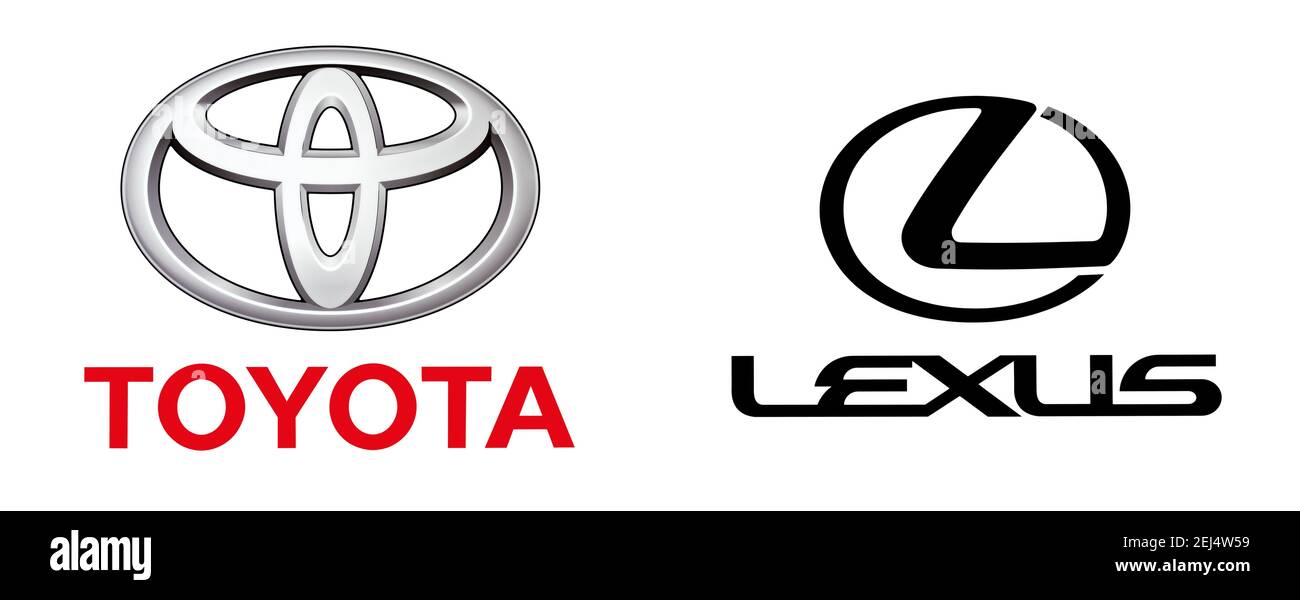 Logo of the car brand Toyota and Lexus, free space on white background Stock Photo