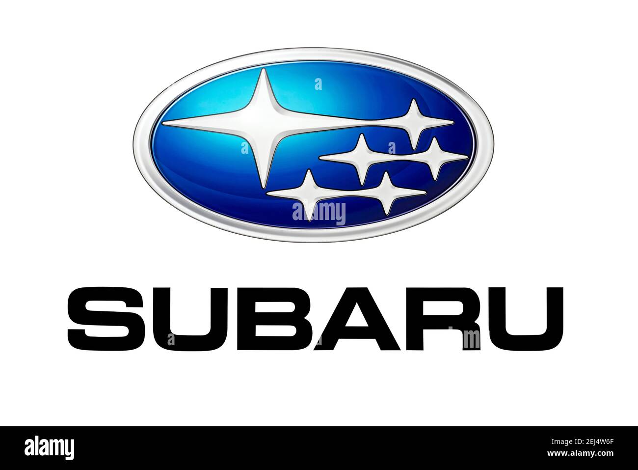 Logo of the car brand Subaru, free space on white background Stock Photo