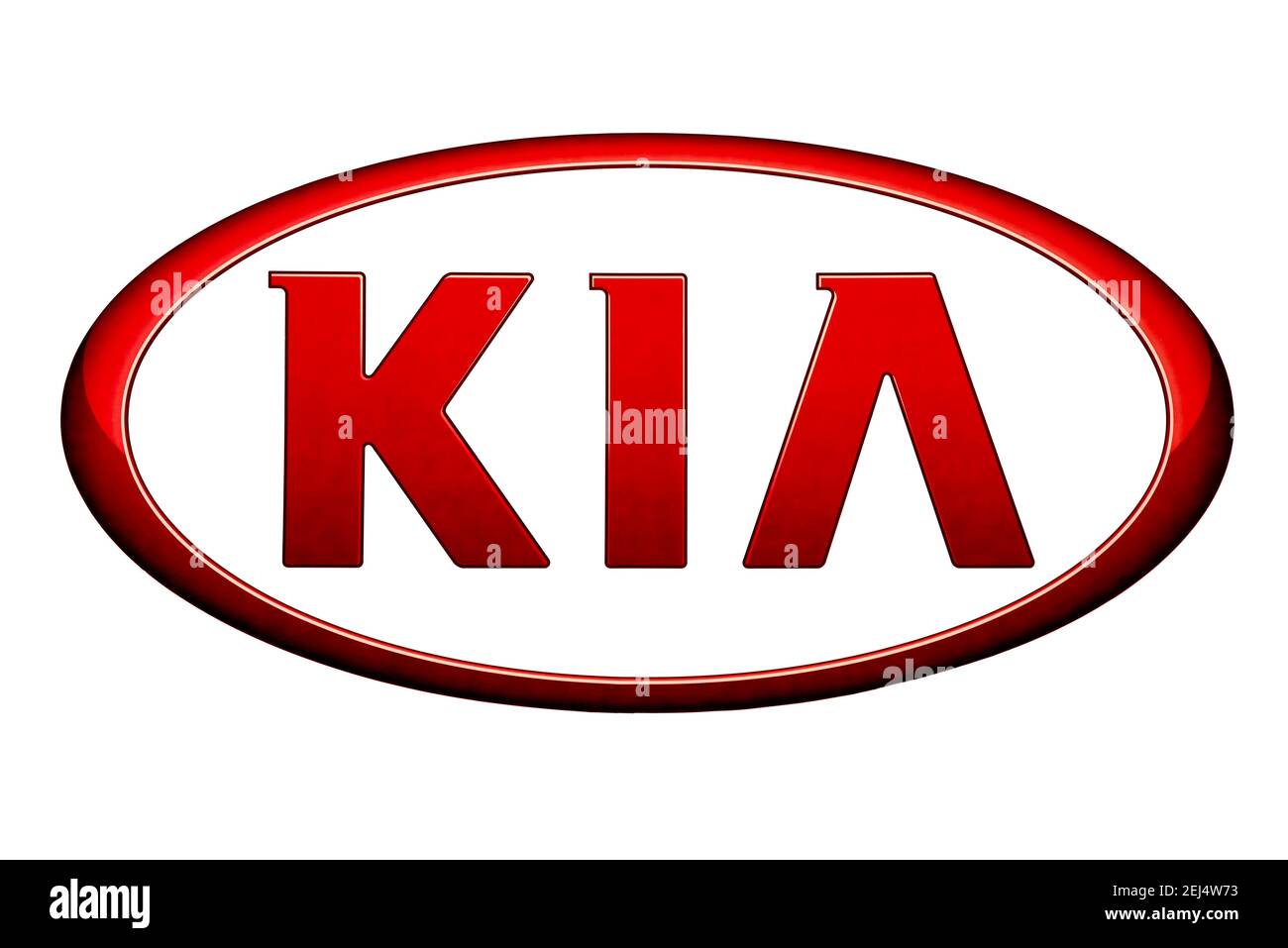 Logo of the car brand Kia, free space on white background Stock Photo