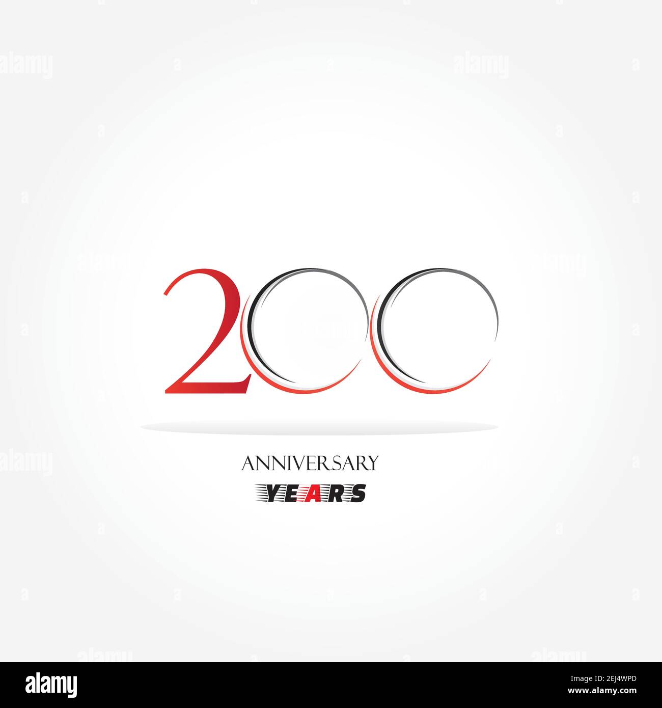 200 years anniversary linked logotype with red color isolated on white background for company celebration event Stock Vector