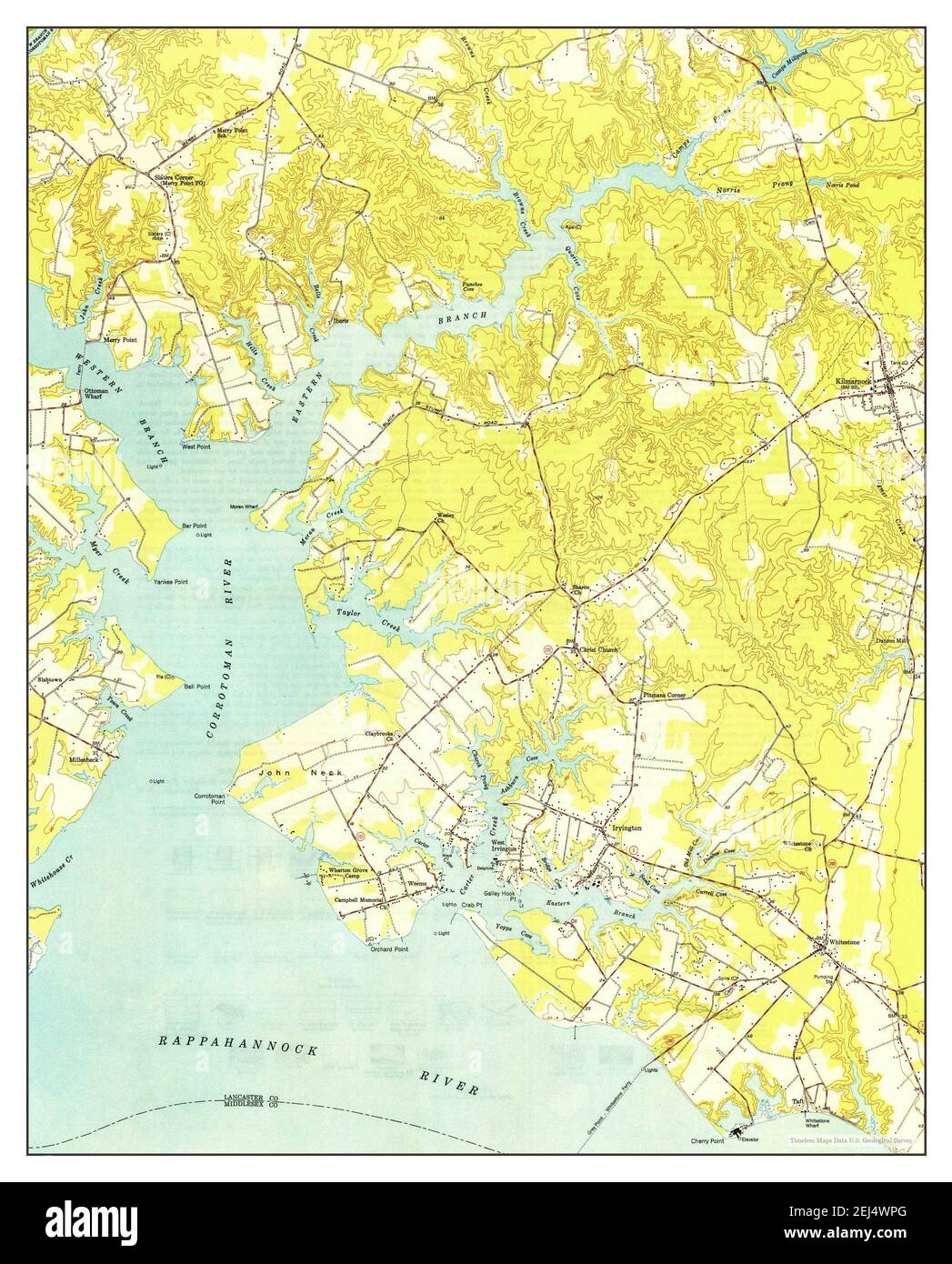 Irvington, Virginia, map 1949, 124000, United States of America by