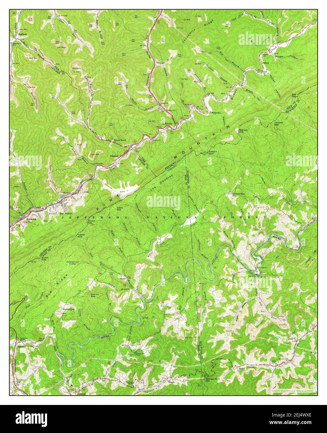 Jenkins East, Virginia, map 1963, 124000, United States of America by