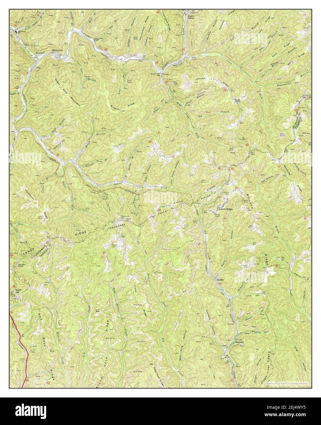 Jewell Ridge, Virginia, map 1968, 124000, United States of America by
