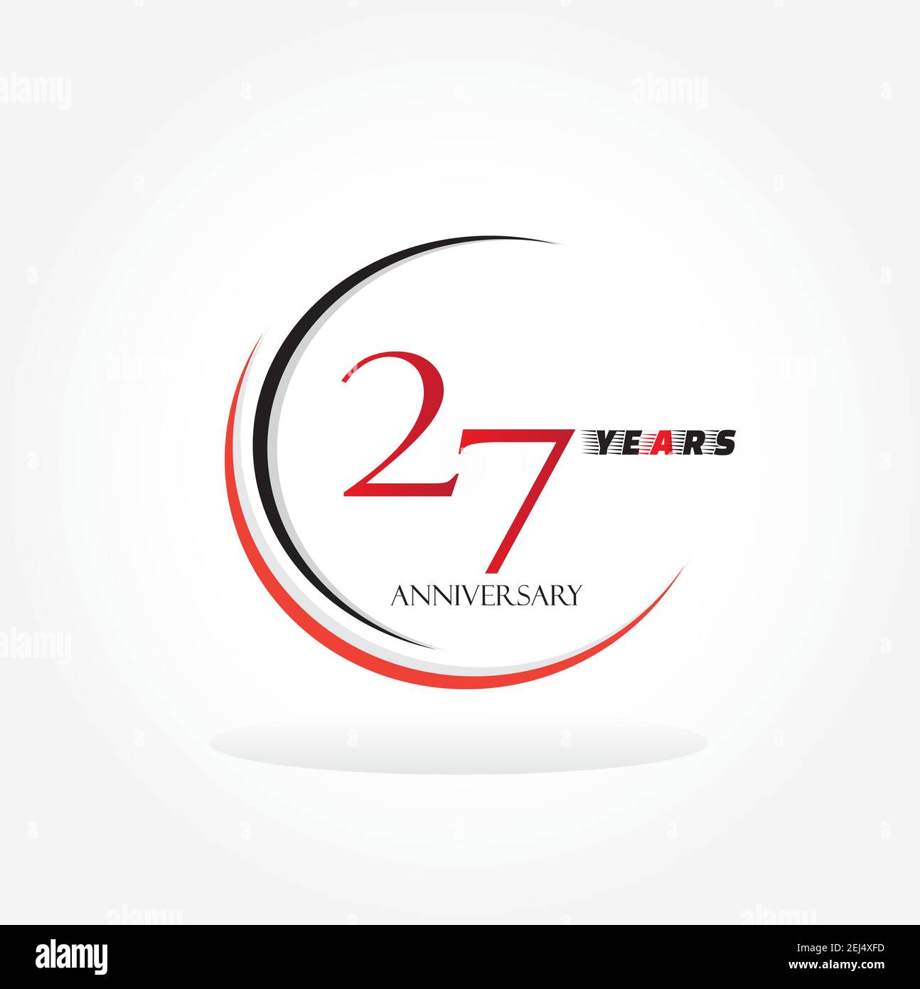 27 years anniversary linked logotype with red color isolated on white ...