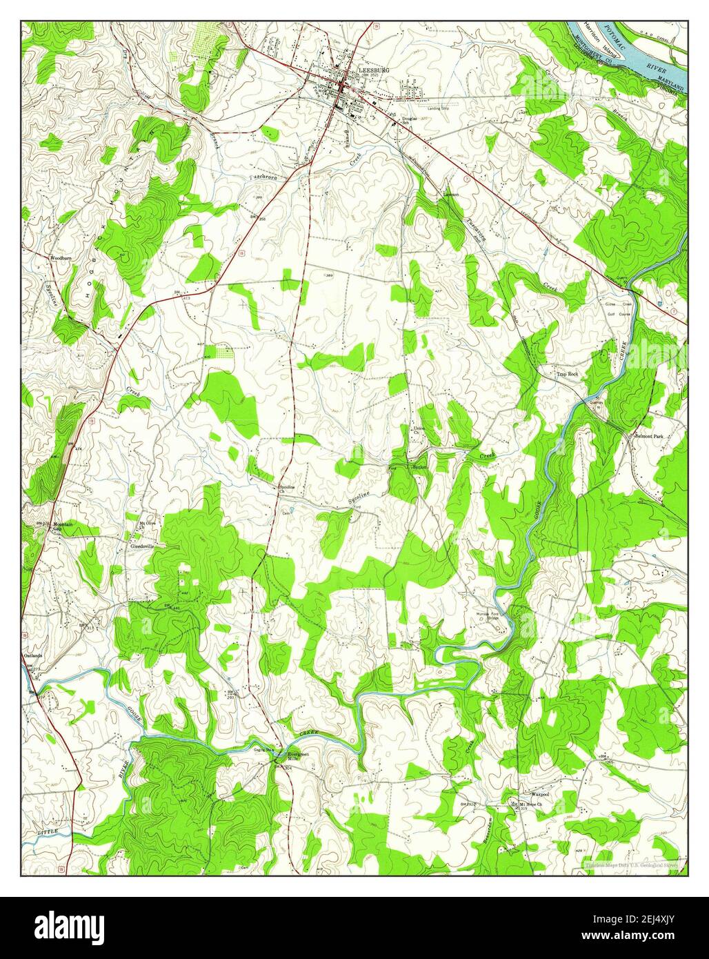 Leesburg, Virginia, map 1952, 1:24000, United States of America by Timeless Maps, data U.S. Geological Survey Stock Photo