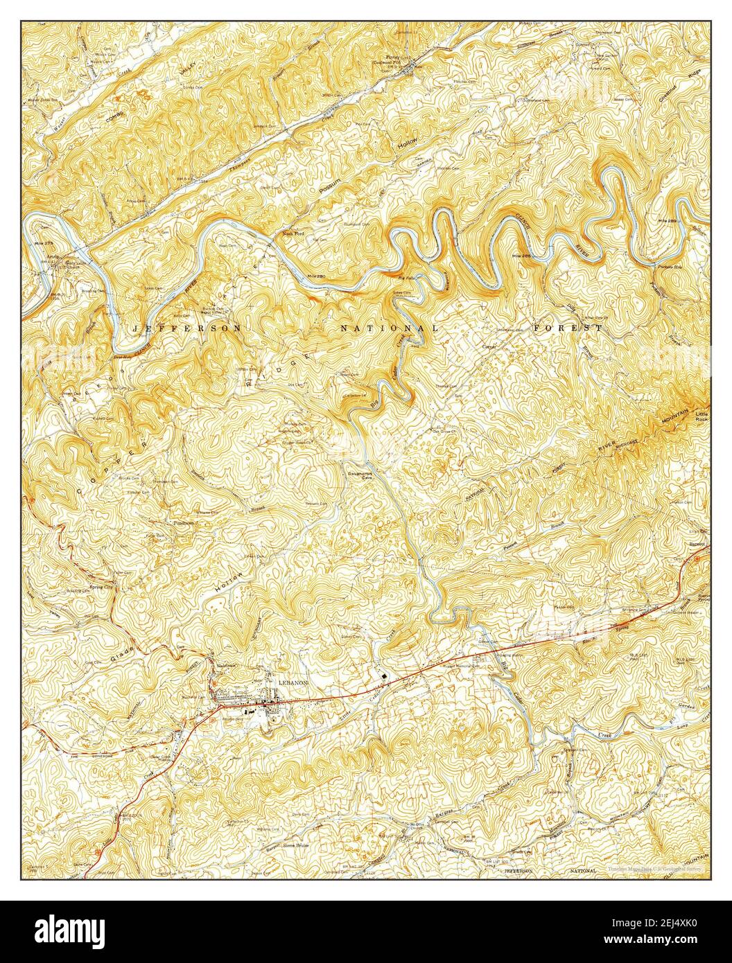 Lebanon, Virginia, map 1958, 124000, United States of America by