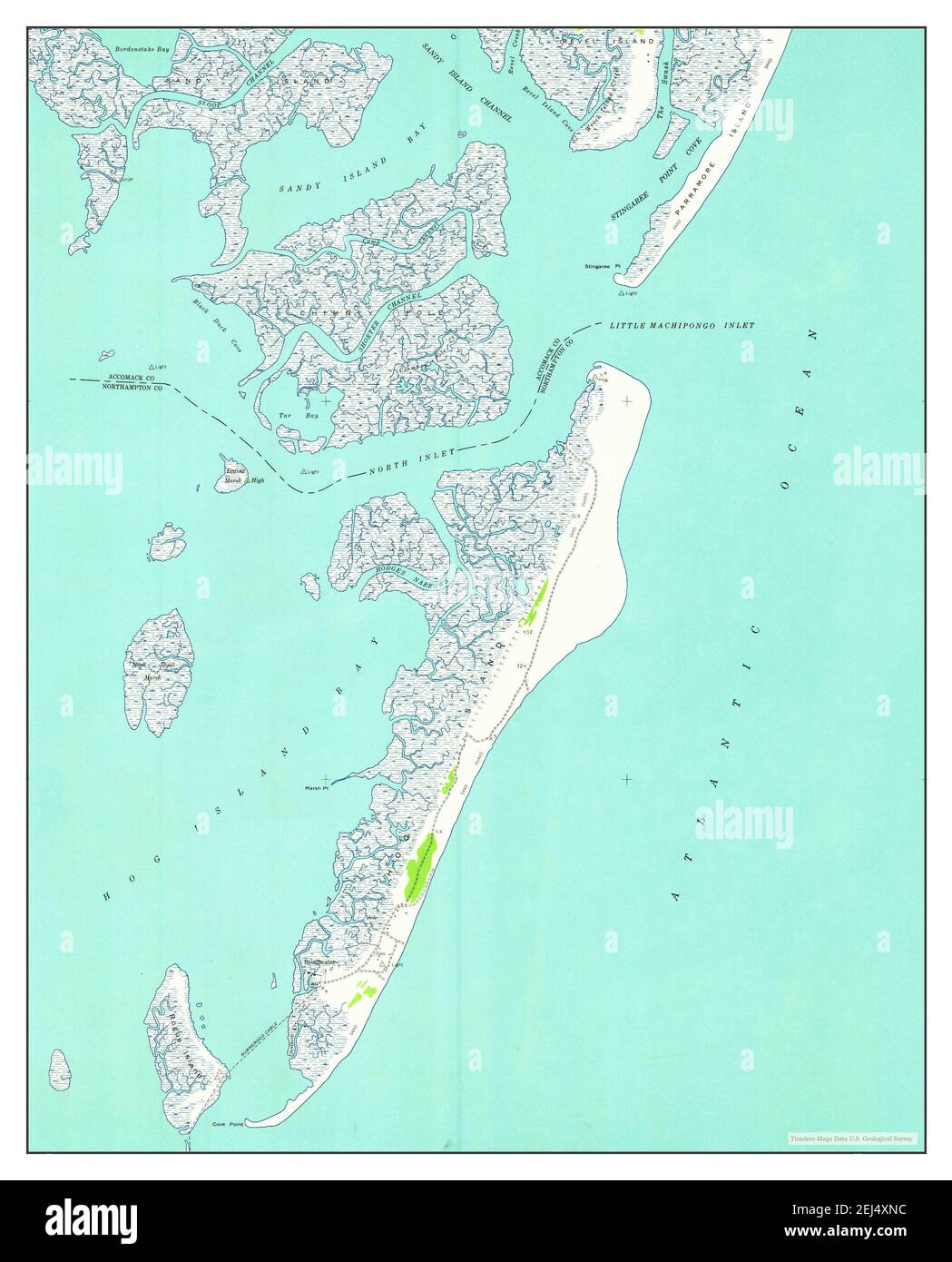 Little Machipongo Inlet, Virginia, map 1942, 124000, United States of