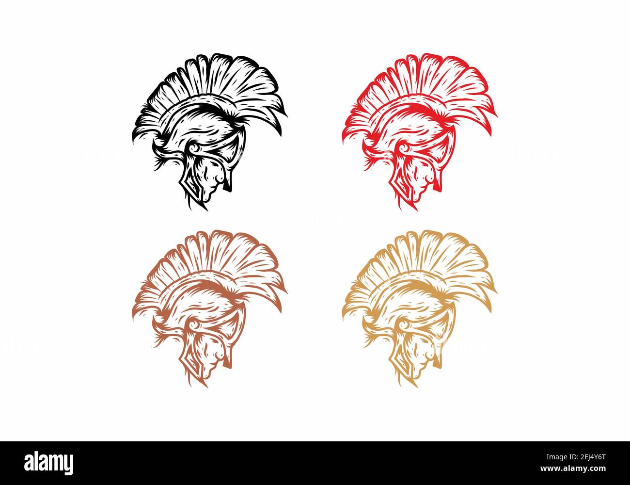Line art drawing of spartan warriors Stock Vector