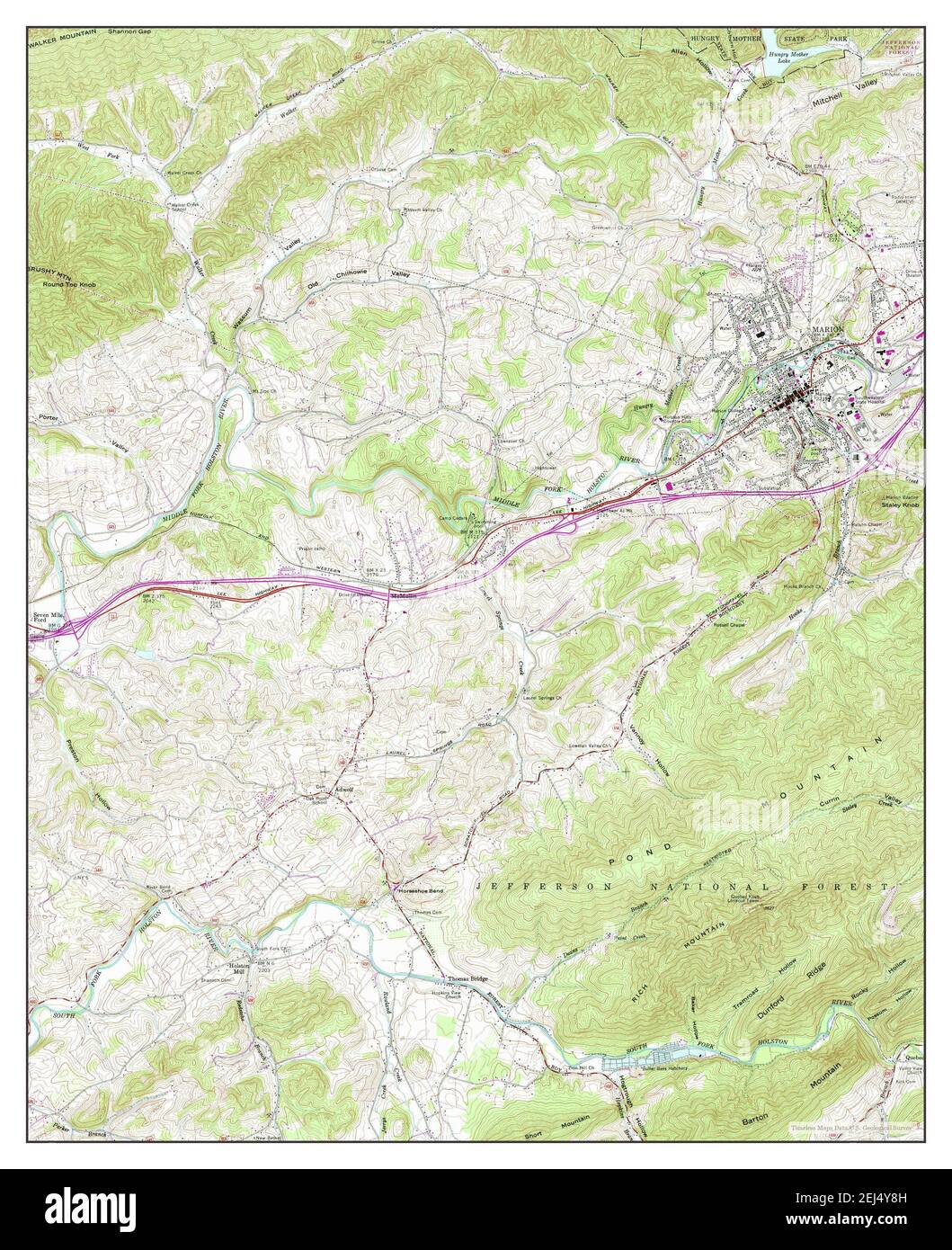 Marion, Virginia, map 1958, 124000, United States of America by Timeless Maps, data U.S