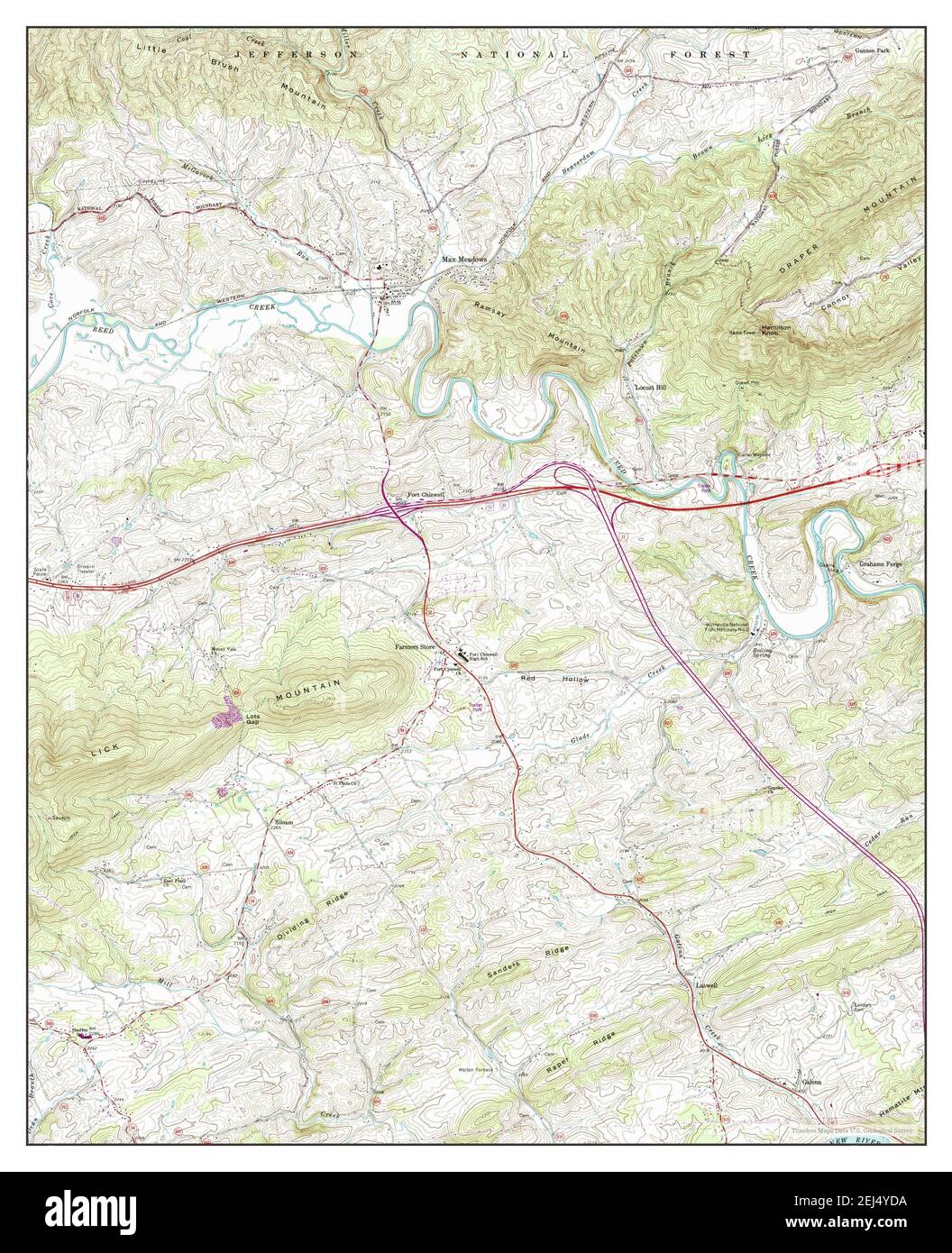 Max Meadows, Virginia, map 1965, 124000, United States of America by