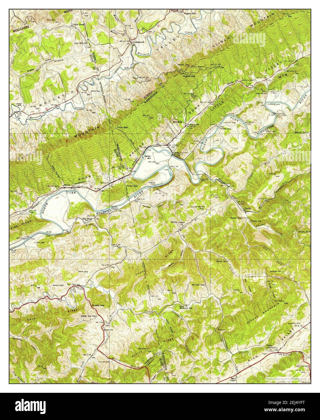 Mendota, Virginia, map 1938, 1:24000, United States of America by Timeless Maps, data U.S. Geological Survey Stock Photo