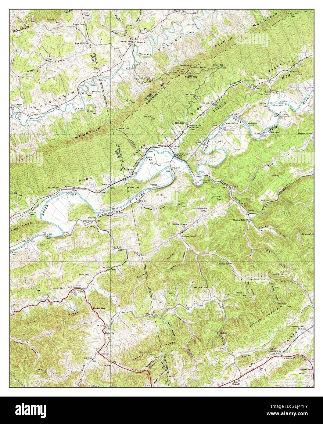 Mendota, Virginia, map 1938, 1:24000, United States of America by Timeless Maps, data U.S. Geological Survey Stock Photo