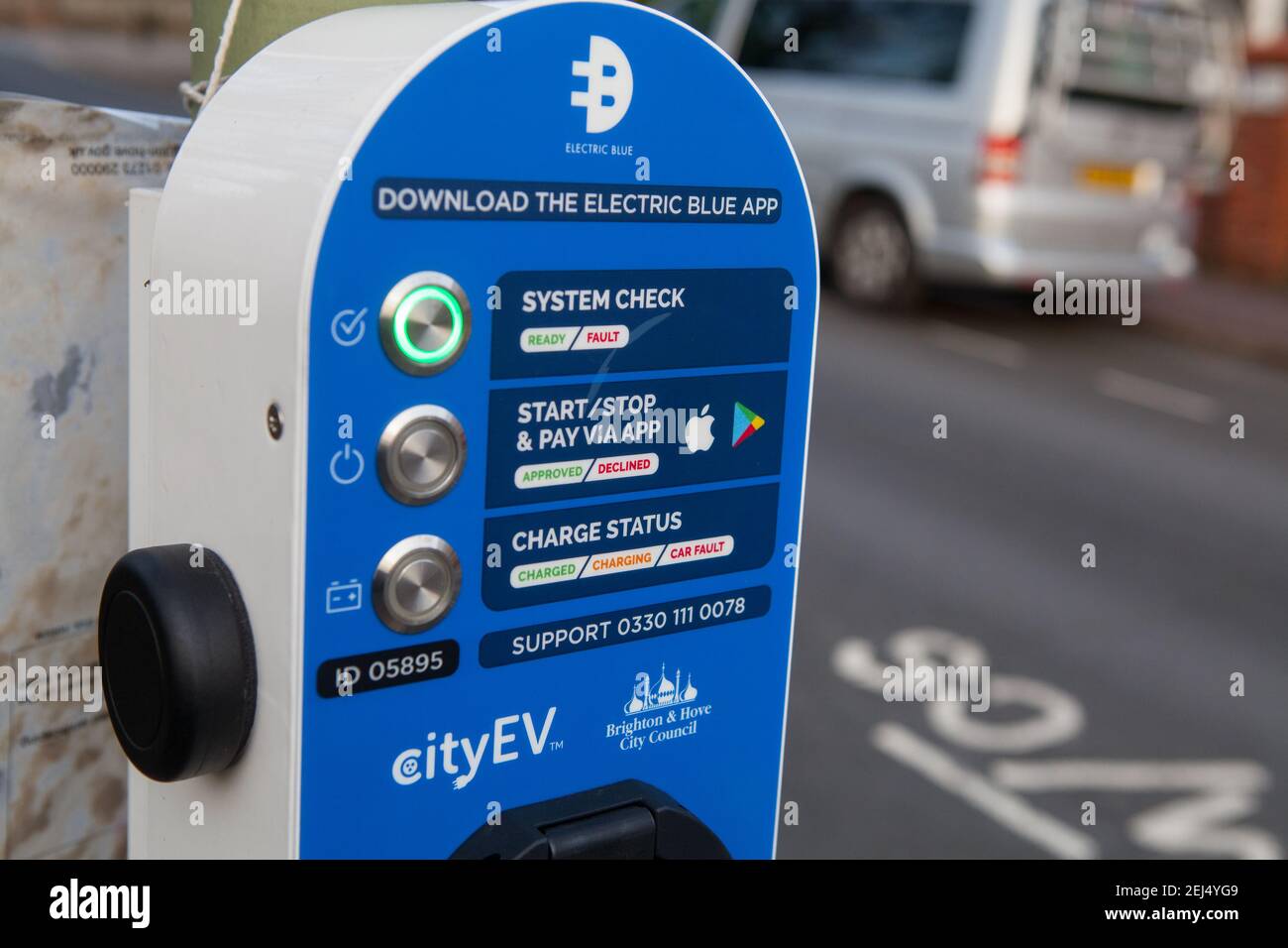 Electric vehicle recharging point in Brighton, East Sussex Stock Photo