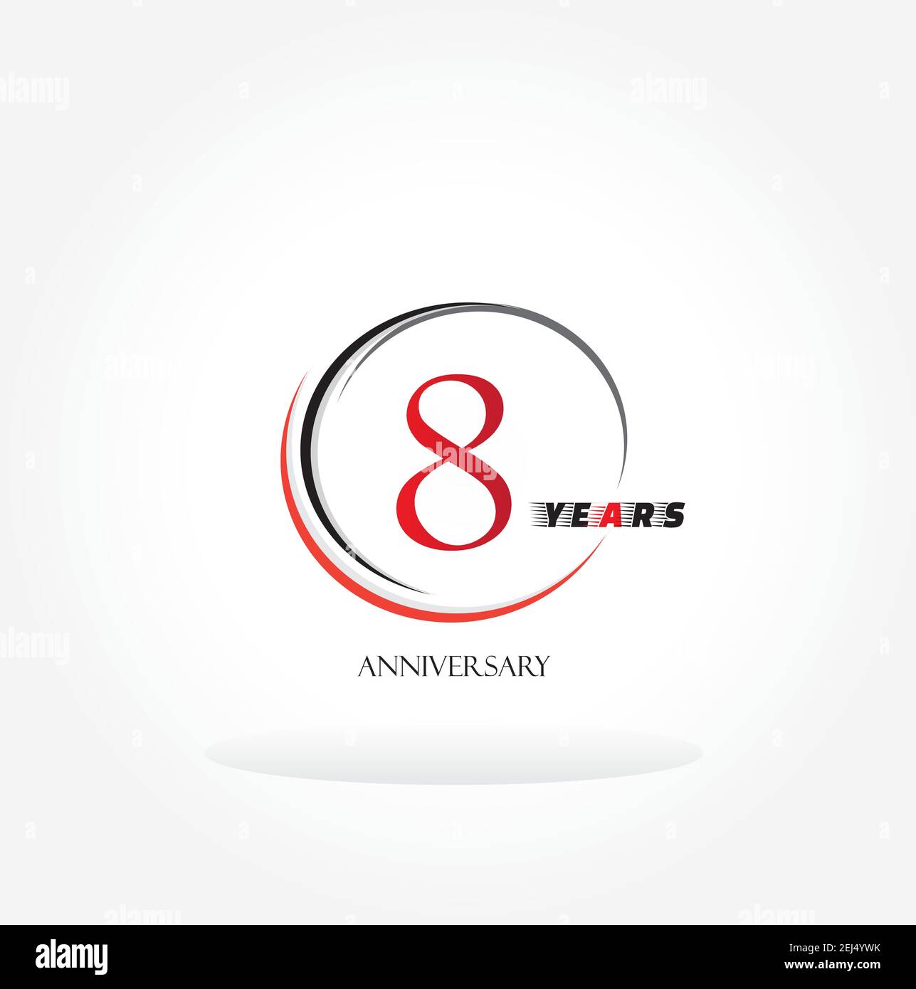 8 years anniversary linked logotype with red color isolated on white background for company celebration event Stock Vector