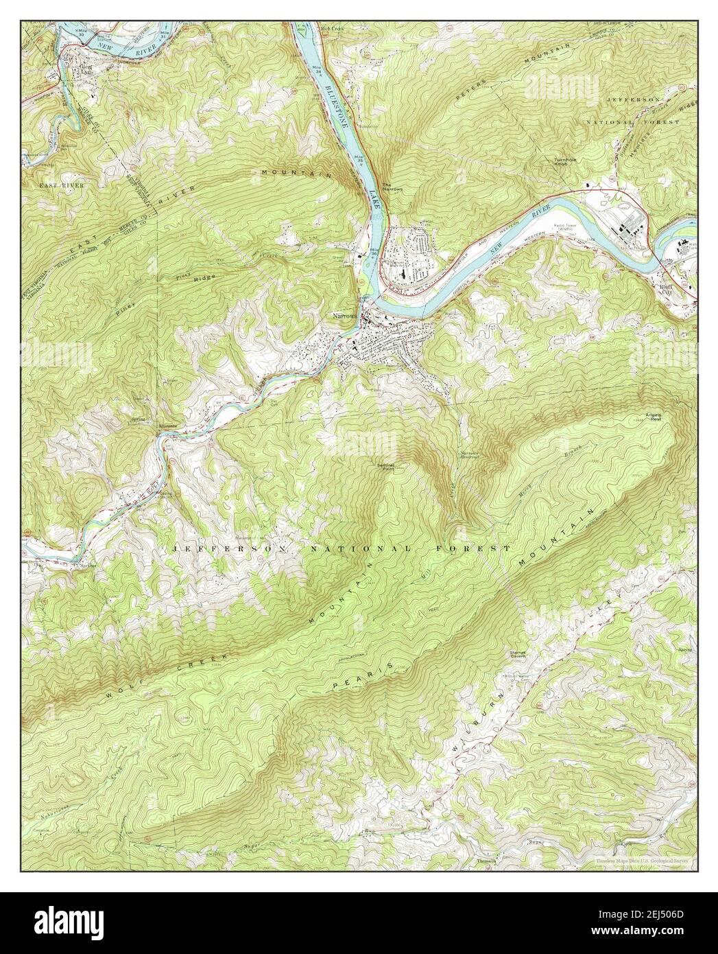 Narrows, Virginia, map 1965, 124000, United States of America by
