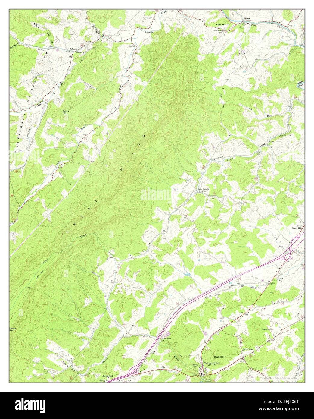 Natural Bridge, Virginia, map 1961, 124000, United States of America