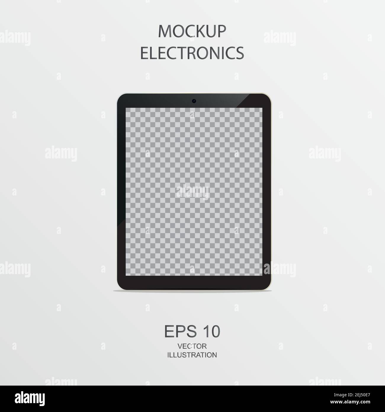Tablet in Black, Silver and White with Reflection - Realistic Vector illustration Stock Vector