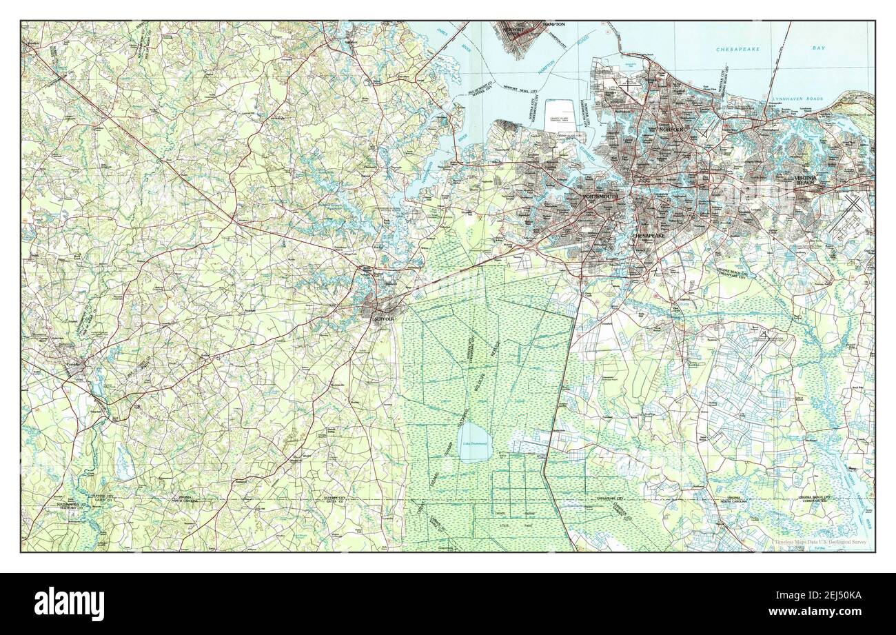 Norfolk, Virginia, map 1985, 1100000, United States of America by Timeless Maps, data U.S