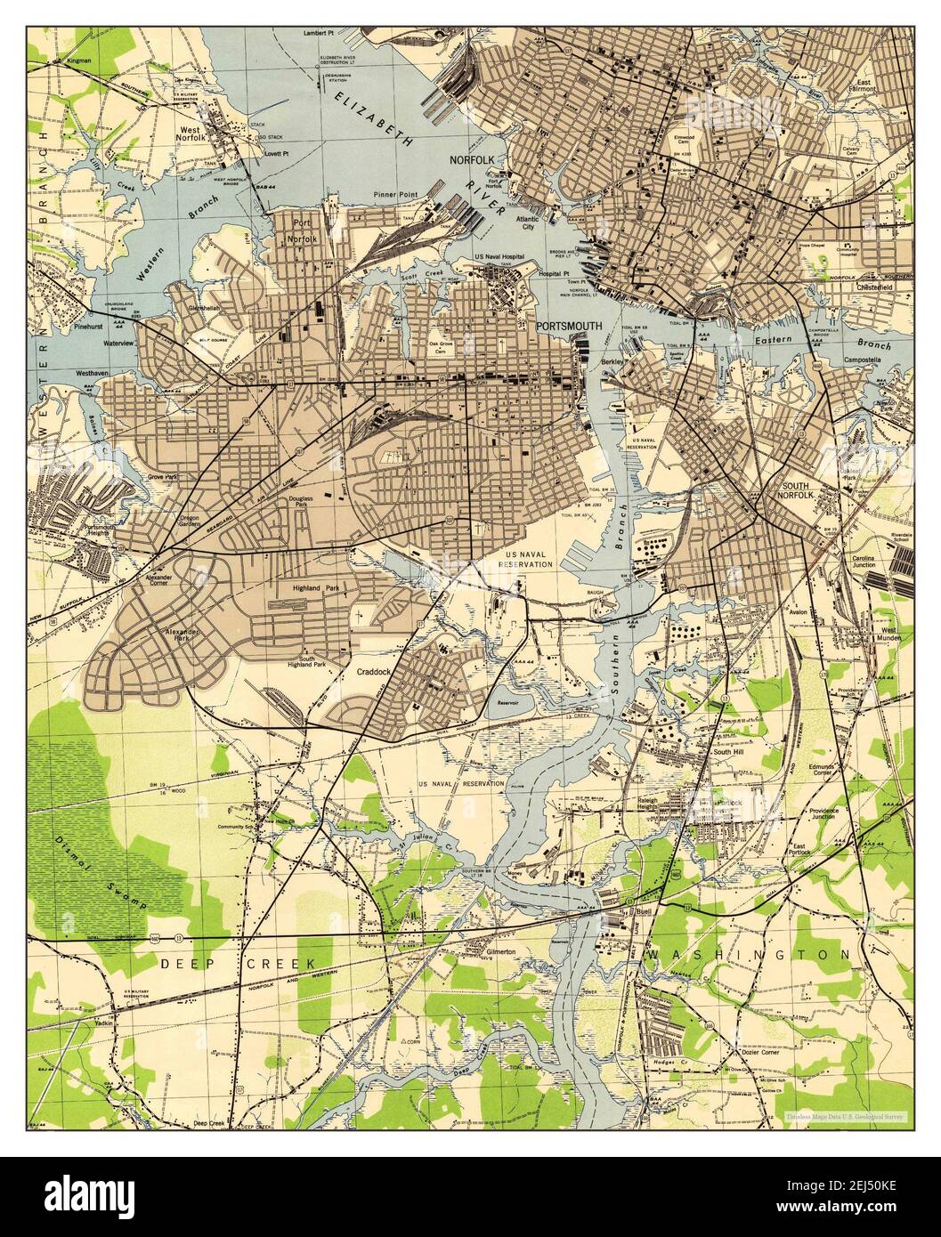 Norfolk South Virginia Map 1944 1 United States Of America By Timeless Maps Data U S Geological Survey Stock Photo Alamy