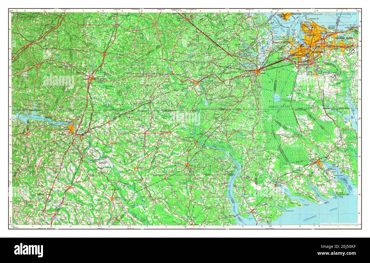 Norfolk Virginia Map 1953 1 United States Of America By Timeless Maps Data U S Geological Survey Stock Photo Alamy