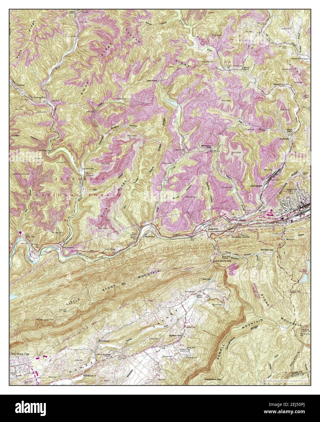 Norton, Virginia, map 1957, 124000, United States of America by