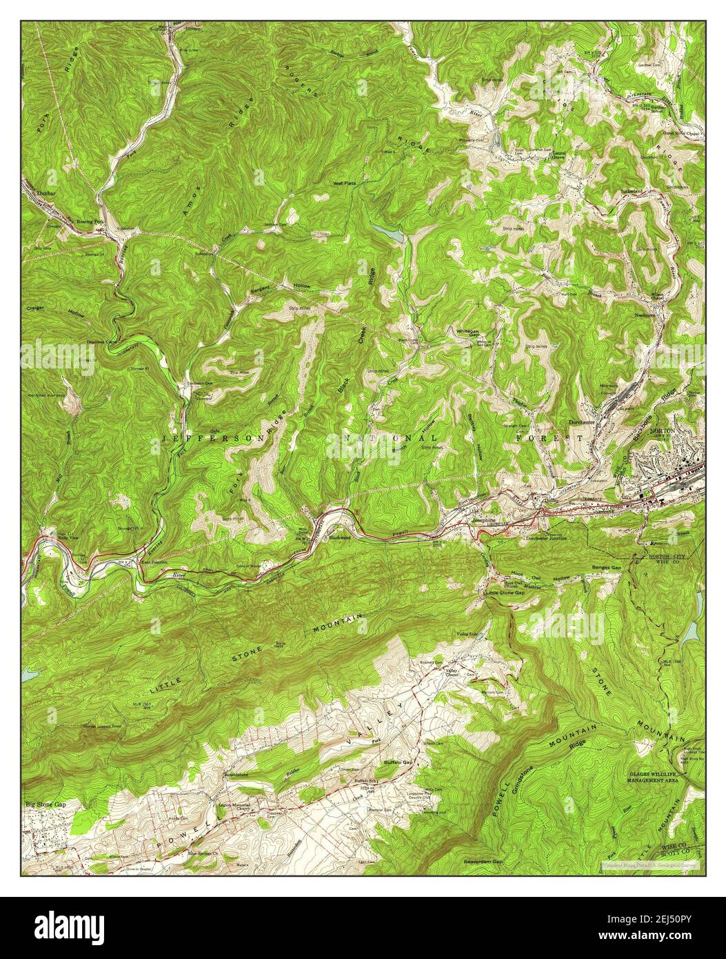 Norton, Virginia, map 1957, 124000, United States of America by